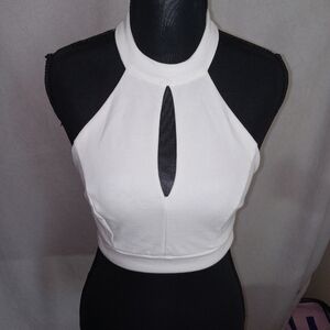 Lulu's White Lace Detail Crop Top Size XS